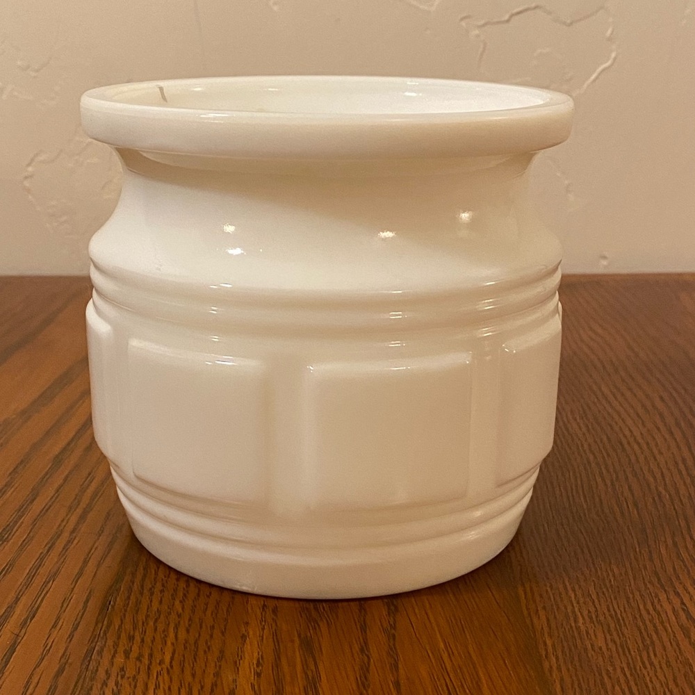 Antique Milk Glass Round Planter